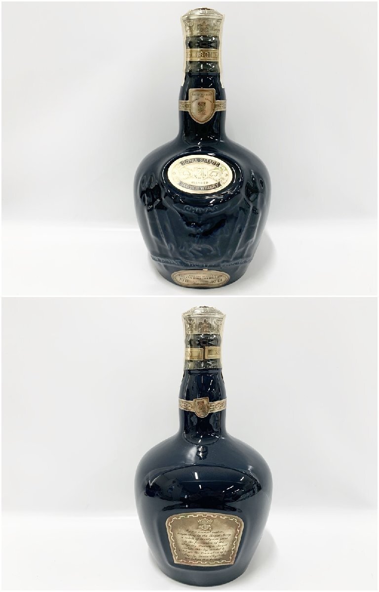 ★未開栓 ROYAL SALUTE 21年 ロイヤルサルート 青陶器ボトル 700ml 40% スコッチ ウイスキー 洋酒 古酒 巾着袋付き 4648N5._画像2