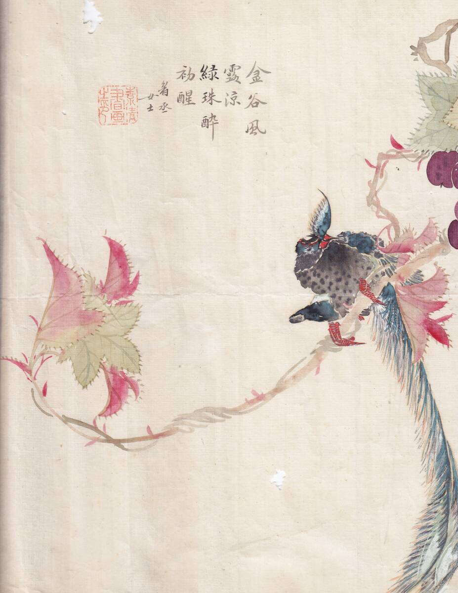  China old .... bird woman . painter silk book@ length some 31cm width some 42cm insect meal . hole equipped 