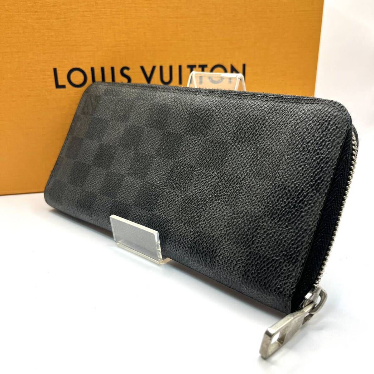 極美品 LOUIS VUITTON ルイヴィトン 長財布 ジッピーウォレット ヴェルティカル ダミエ グラフィット レザー pvc 黒 ブラック ラウンド_画像1