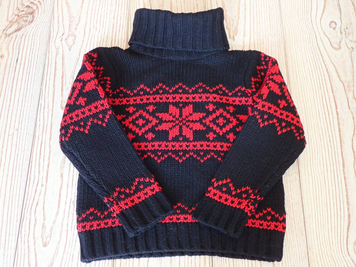 ☆美品【RALPH LAUREN ラルフローレン】ヴィンテージインディゴセーター☆ウールハイネックキッズsize(110)