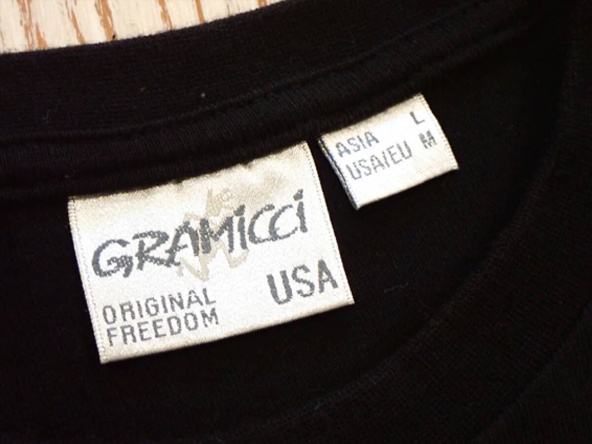 【GRAMICCI グラミチ】men'sメンズsize(L)ロングTシャツ ブラック 美品 刺繍ロゴの画像5