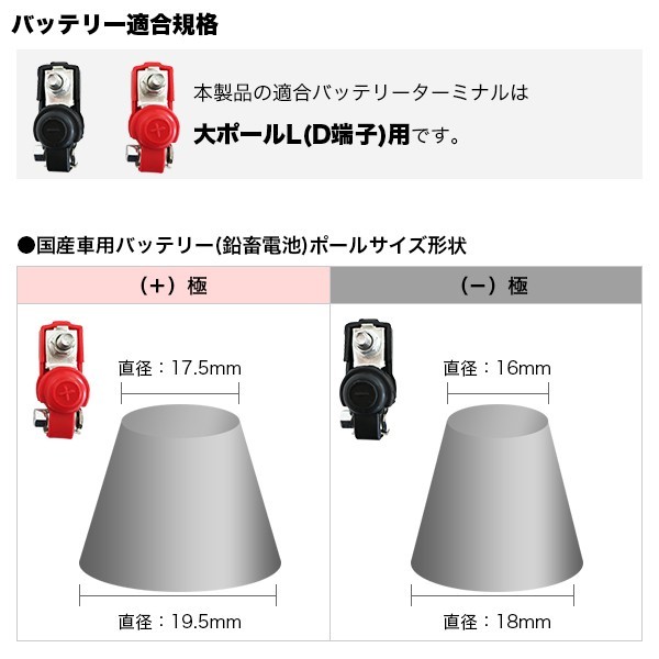 バッテリーターミナル D端子 +/-セット ボルトタイプ バッテリー交換 エレキバッテリーターミナル 送料無料_画像2