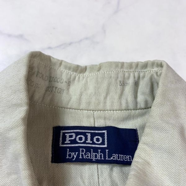 ポロバイラルフローレン 長袖シャツ 綿 ボタンダウン ベージュPolo by Ralph Lauren コットン ワンポイント刺繍 39 C8839の画像6