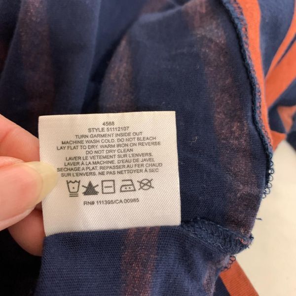 トリーバーチ 半袖Tシャツ 綿 ボーダー 紺 オレンジTory Burch カットソー コットン ネイビー XS C9351_画像9