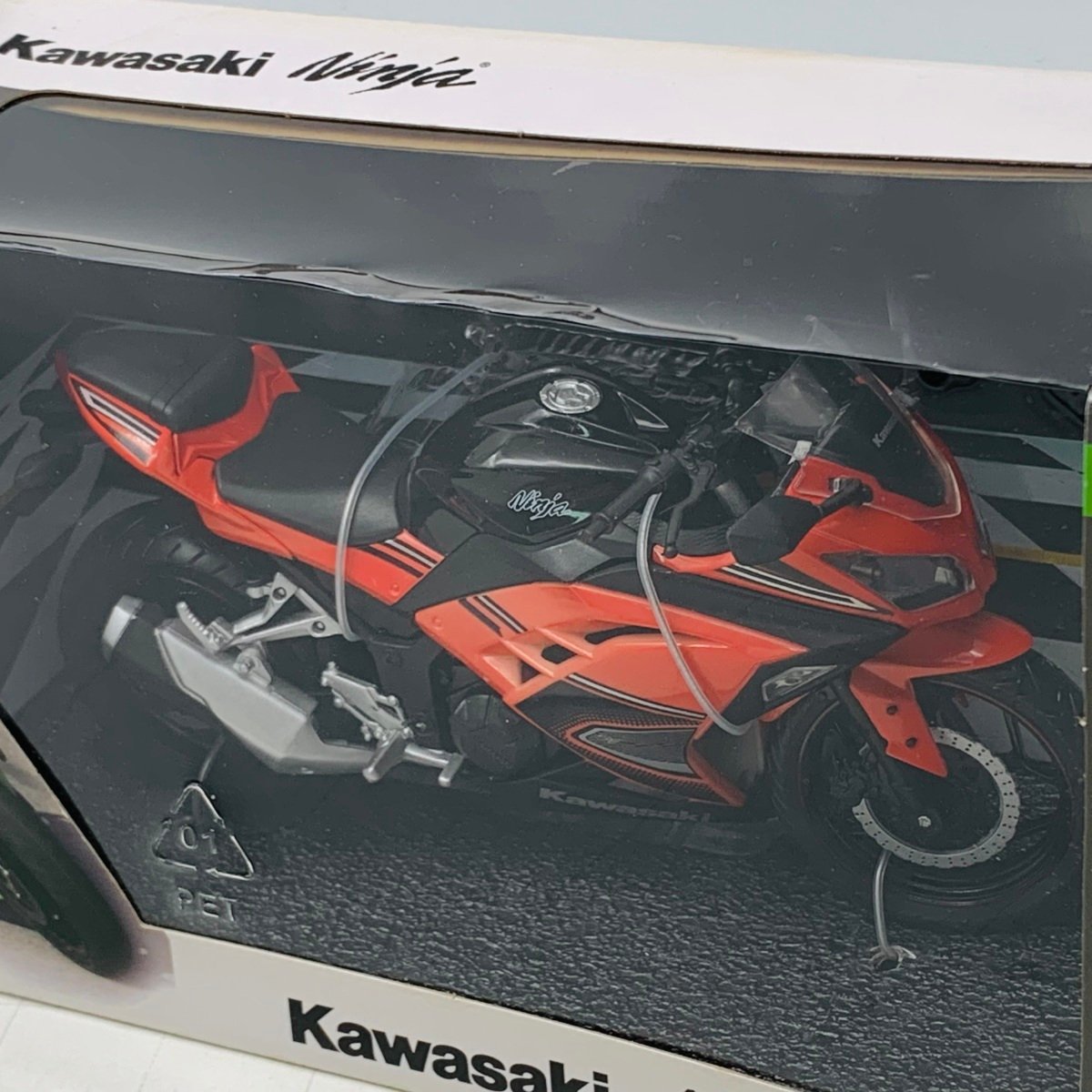 新品未開封 アオシマ 完成品バイクシリーズ 1/12 カワサキ Kawasaki Ninja250 オレンジ SE_画像2