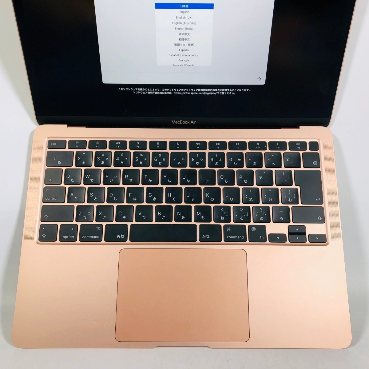 動作確認済み MacBook Air Retina 13インチ (Late 2020) Apple M1 8コア/8GB/SSD 256GB ゴールド MGND3J/Aの画像2