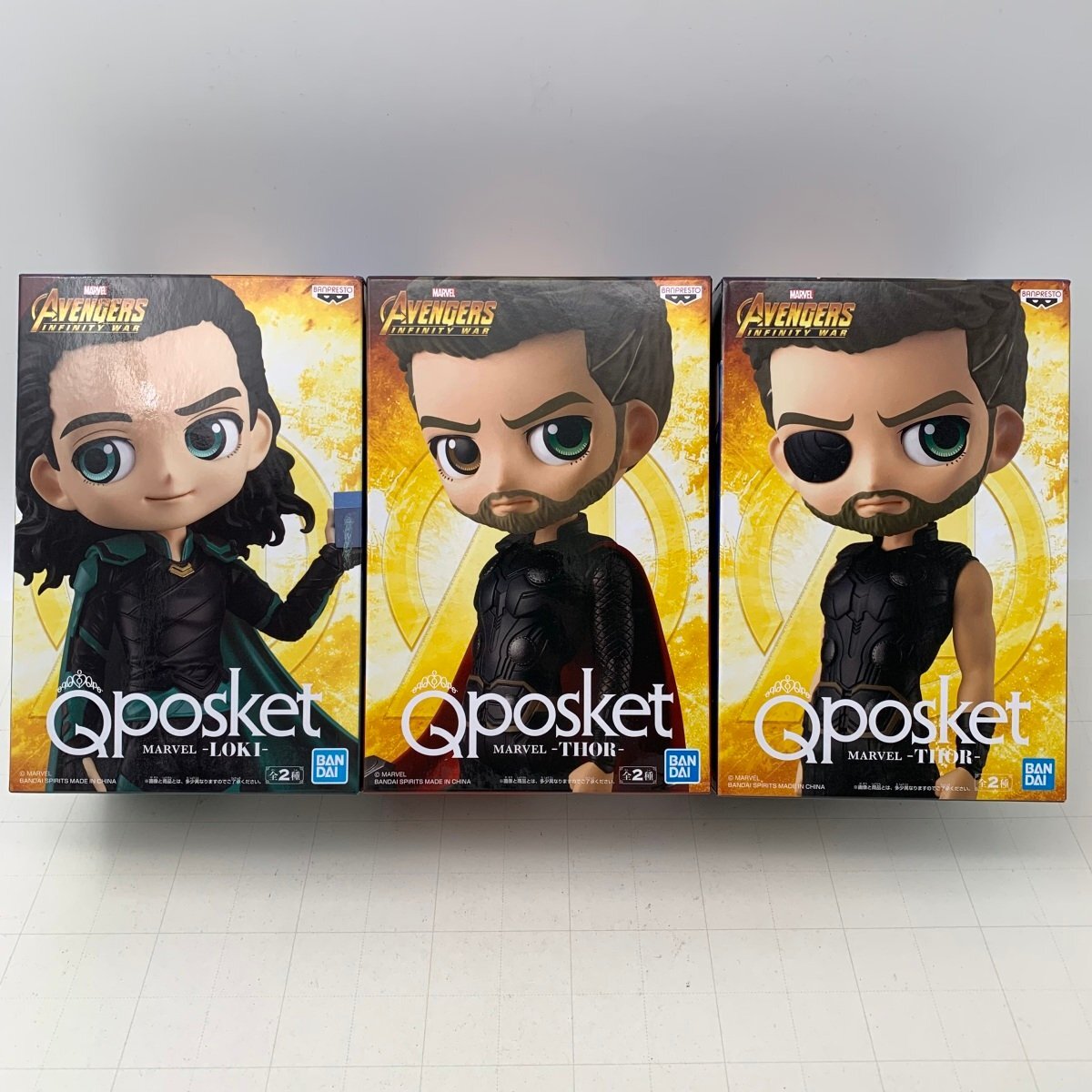 新品未開封 Qposket MARVEL AVENGERS INFINITY WAR THOR マイティー・ソー LOKI ロキ 3種セット_画像1