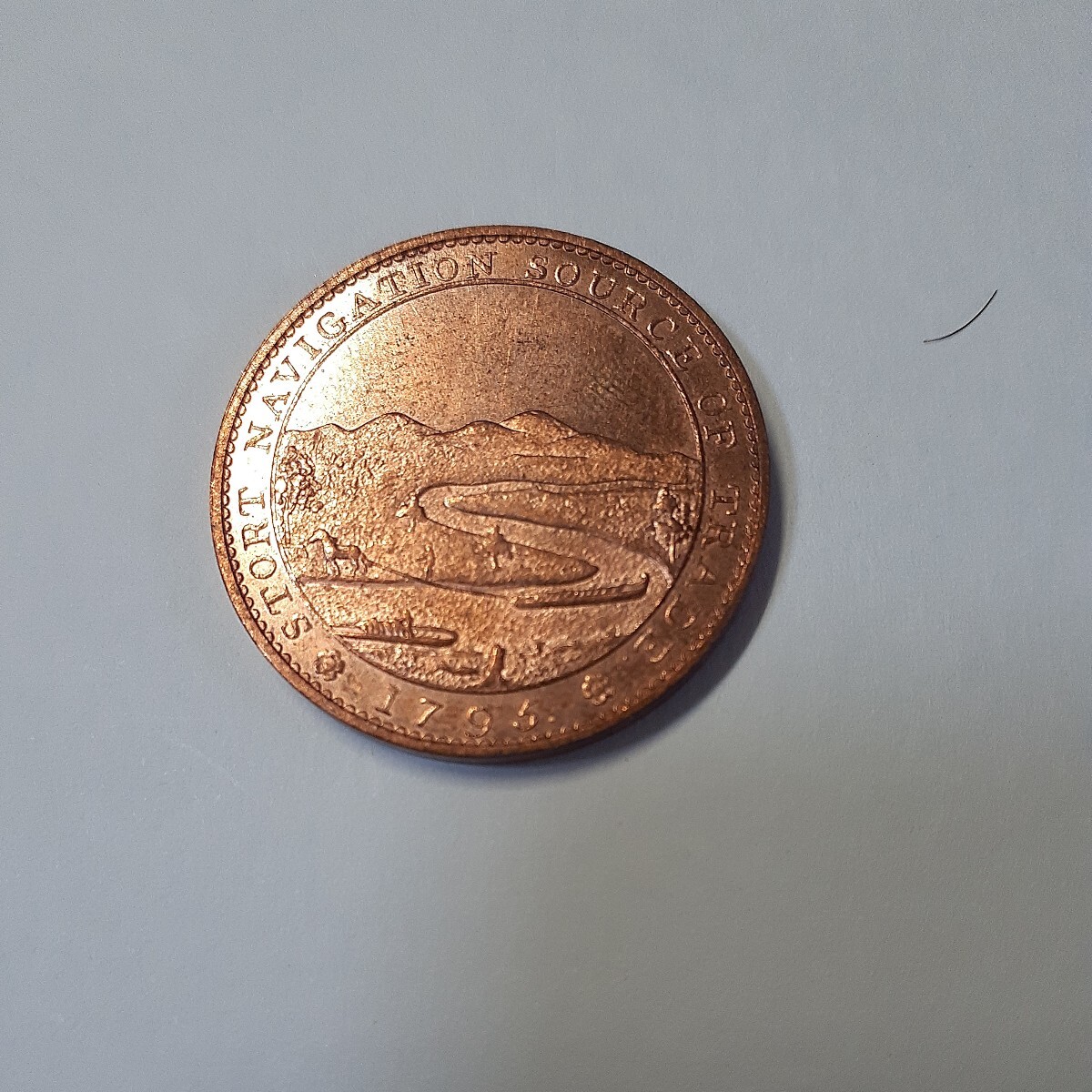 イギリス 硬貨 古銭 (ビショップス)ストートフォード 1795年 ジョージ・ジャクソン卿の紋章 ストート川記念幣 直径:約29mm 重量:約11.5gの画像1