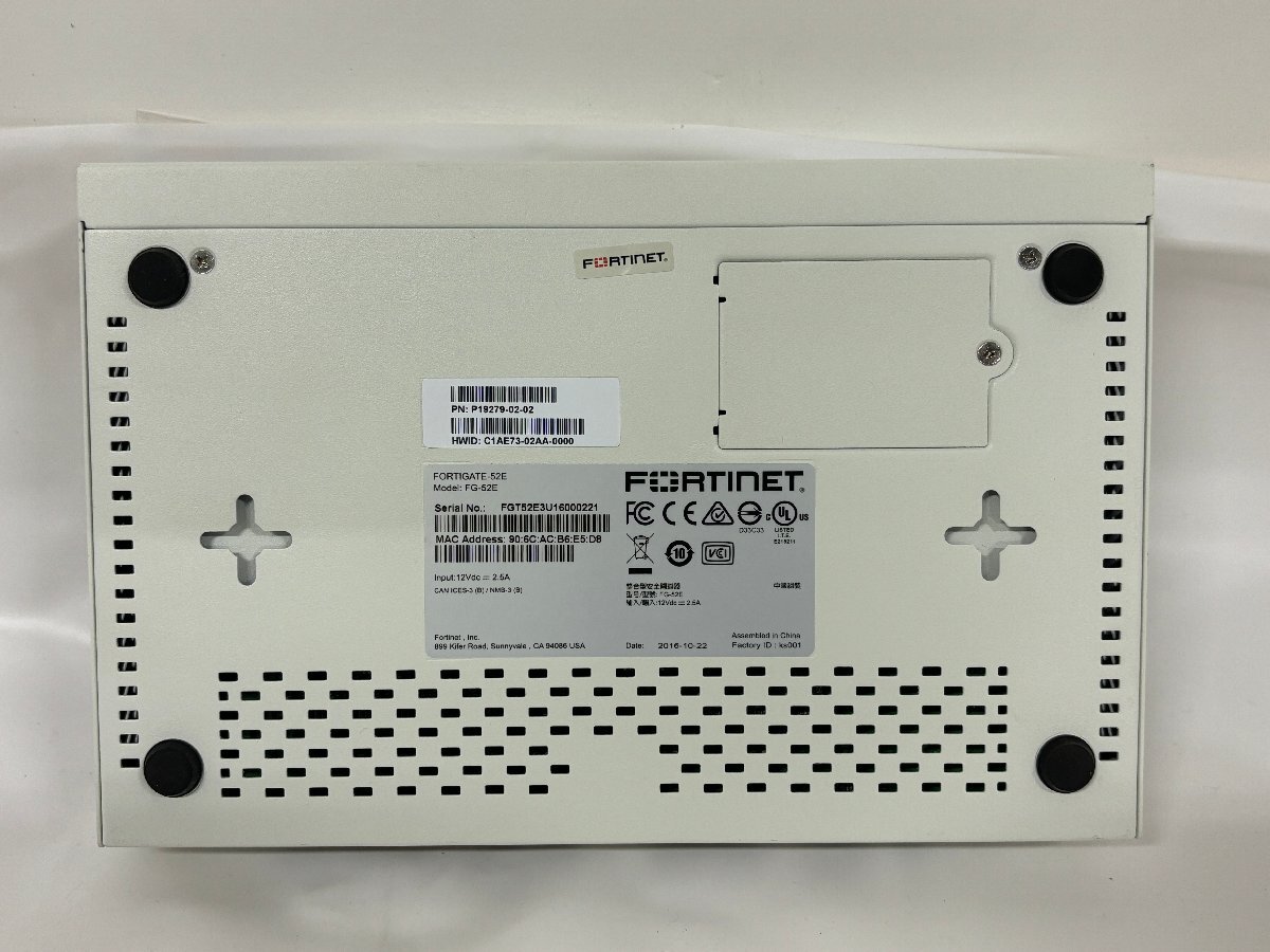 【中古】Fortinet Fortigate 52E　工場出荷初期化済み（3)　ライセンス・サポート 2024/07/17 ファームV6.2.16_画像4