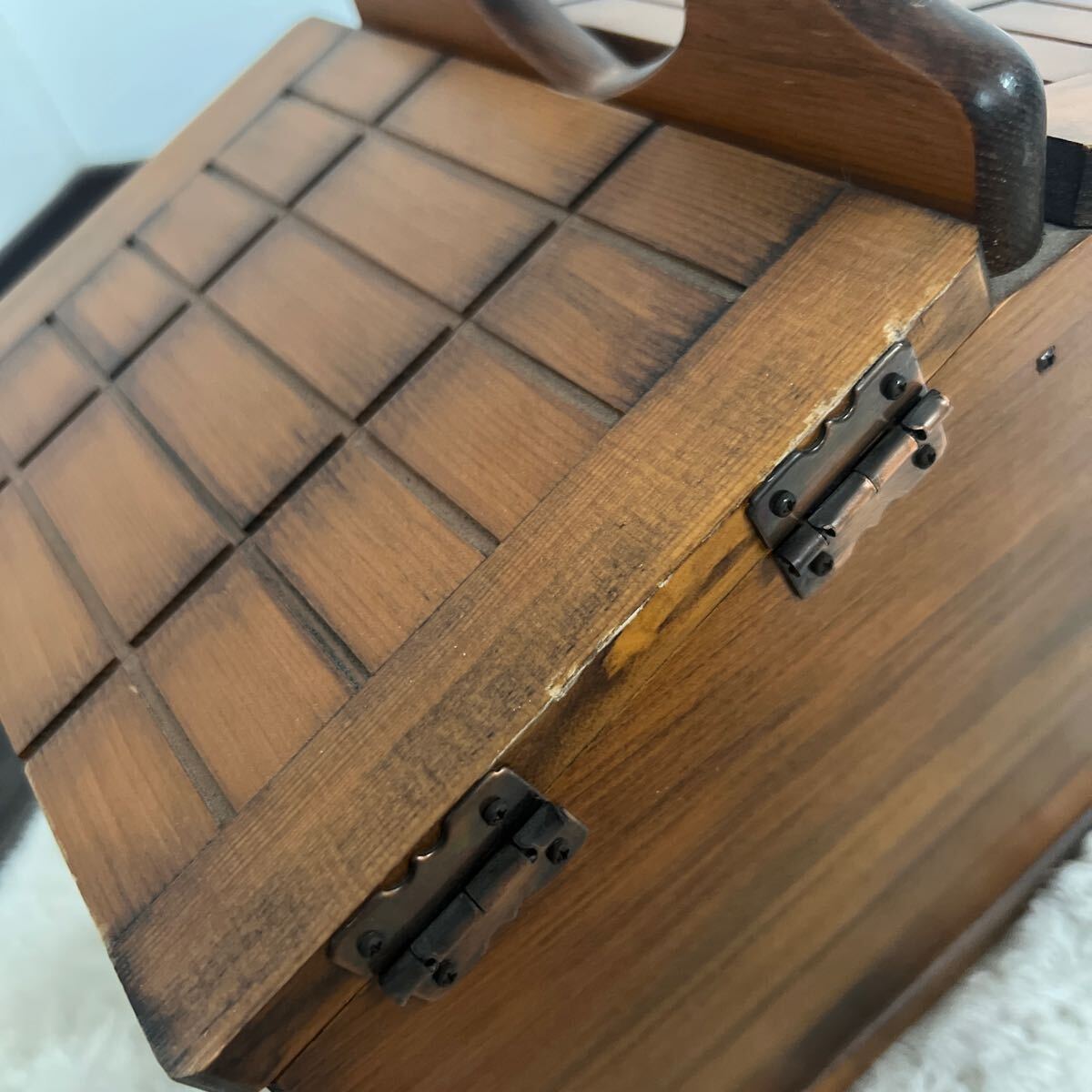 木製裁縫箱 ソーイングボックス 木製ケース 持ち手ハート 裁縫ボックス_画像10