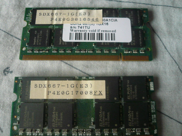 増設メモリ4枚組☆I・O DATA PC2-5300 1G×2枚 hynix PC2-5300S-555-12 1Gと512M 古いノートパソコンから抜き出し 送料安 激安の画像6
