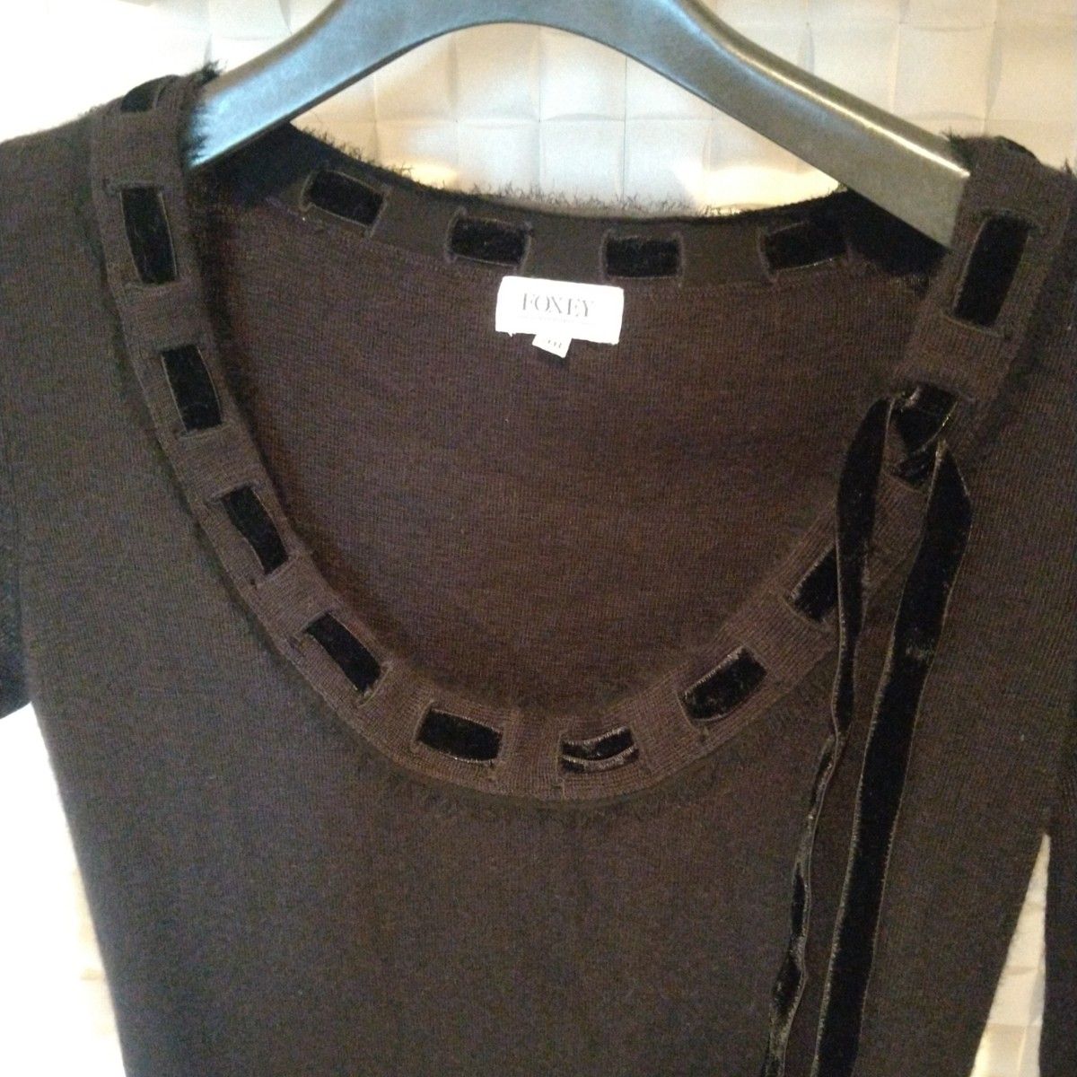 FOXEY フォクシー カシミヤ ニット 38 セーター シルク リボン FOXEY フォクシー カシミヤ ニット 38 セーター シルク リボン
