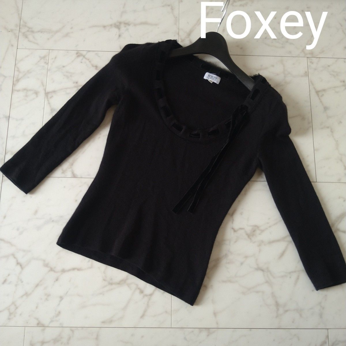 FOXEY フォクシー カシミヤ ニット 38 セーター シルク リボン FOXEY フォクシー カシミヤ ニット 38 セーター シルク リボン