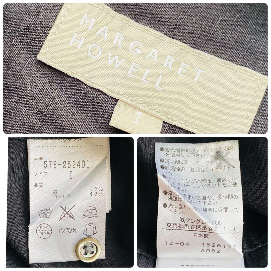 良品 MARGARET HOWELL マーガレットハウエル 洗える バンドカラー リネン混 シャツ ブラウス 日本製 レディース ゆったり 半袖 春夏_画像10