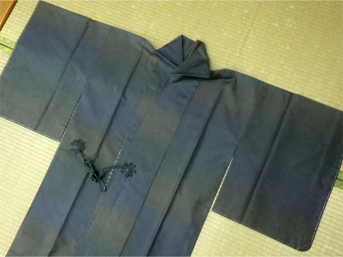 * long door garment coat bokashi blue green series not yet have on guard processing beautiful goods silk *m155