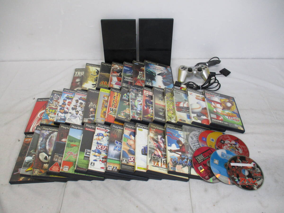 □【ジャンク含む】SONY ソニー PS2＋ソフトセット SCPH-70000b SCPH-90000a プレステ2 パワプロ 鬼武者 戦国無双など ゲーム(3-6-22)_画像1