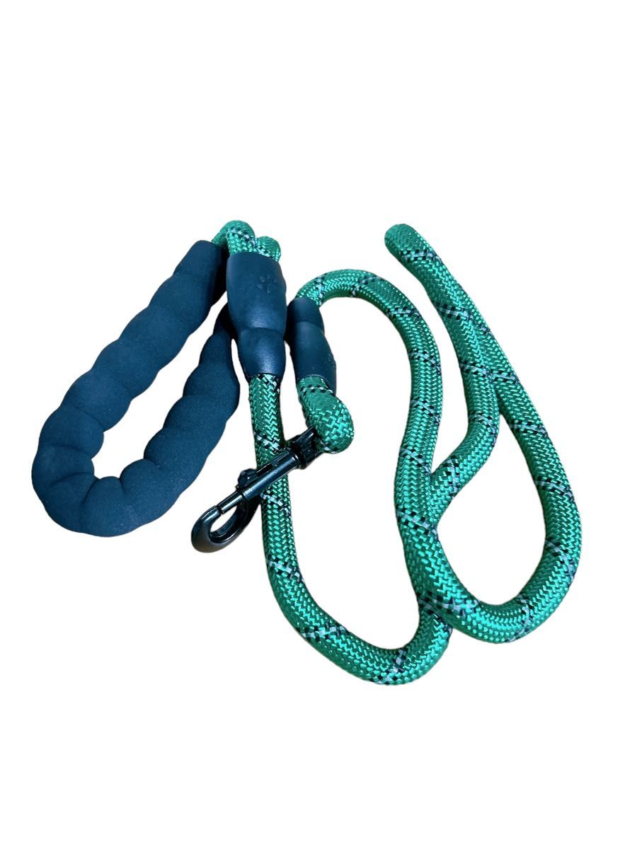 リード　犬　ロープ 持ちやすい スポンジハンドル　反射　ナイロン　緑　グリーン　 中型犬 小型犬 散歩 夜