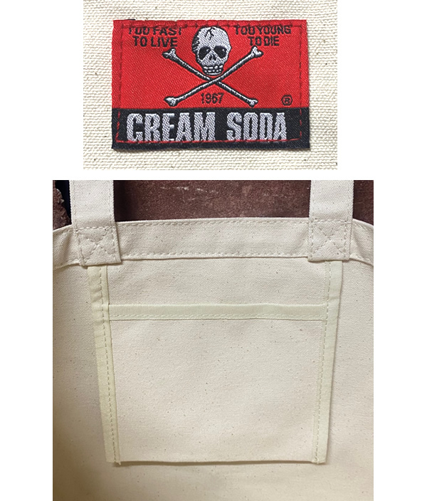 【白】CREAM SODA クリームソーダ 　新ドクロトートバッグ 　PD24BAG-03　ロックンロール　ロカビリー　原宿キャットストリート_画像4