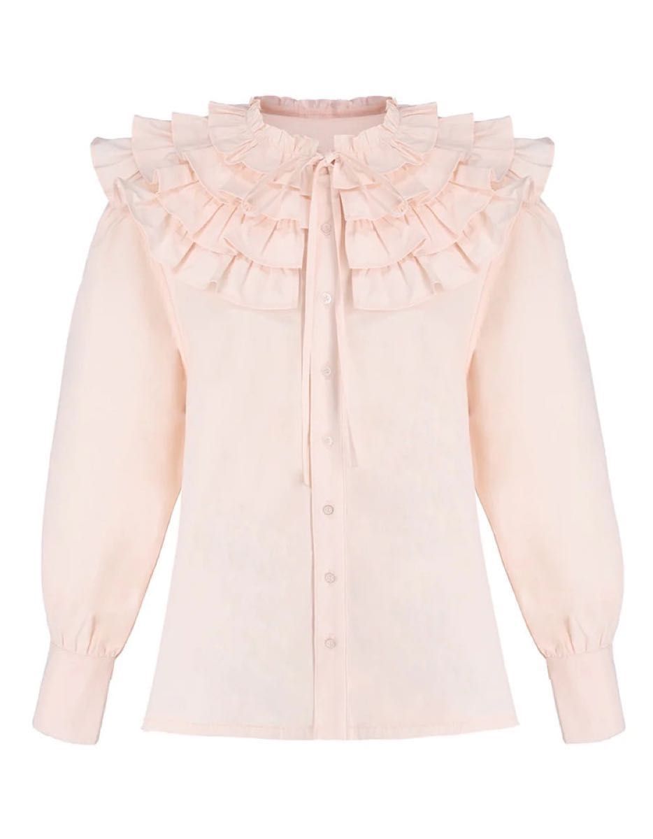 最終下げ ラスト1点 BIBIY CHARLOTTE TIE COLLAR BLOUSE PINK 最終下げ ラスト1点 BIBIY CHARLOTTE TIE COLLAR BLOUSE PINK