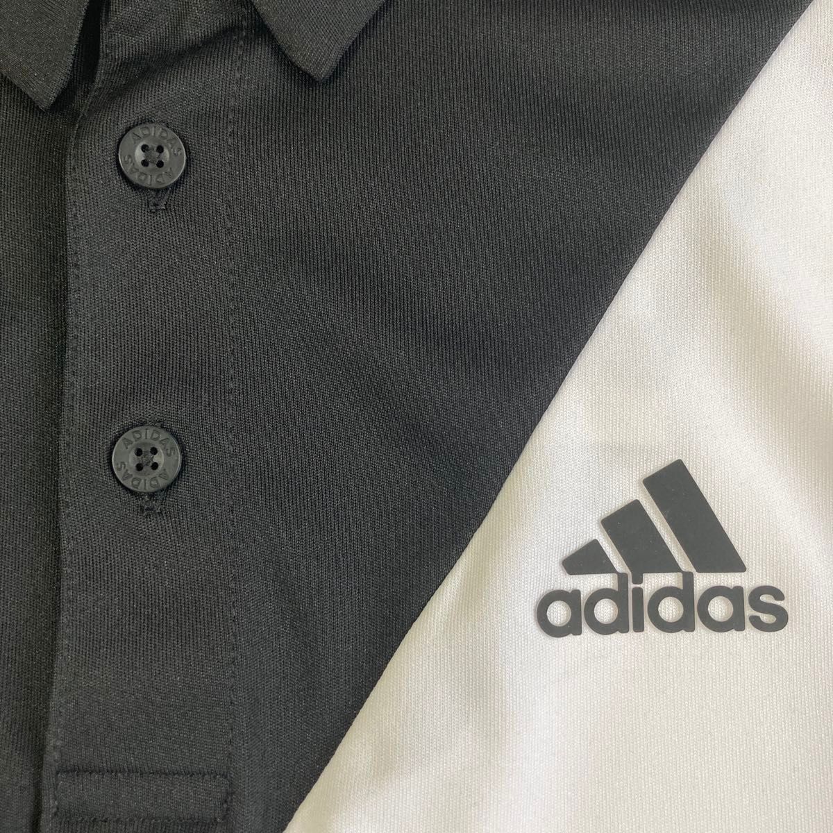 新品 アディダス adidas 半袖ポロシャツ ゴルフウェア 黒白 Mサイズ 速乾 スリーストライプ オシャレ 黒白 吸水速乾 