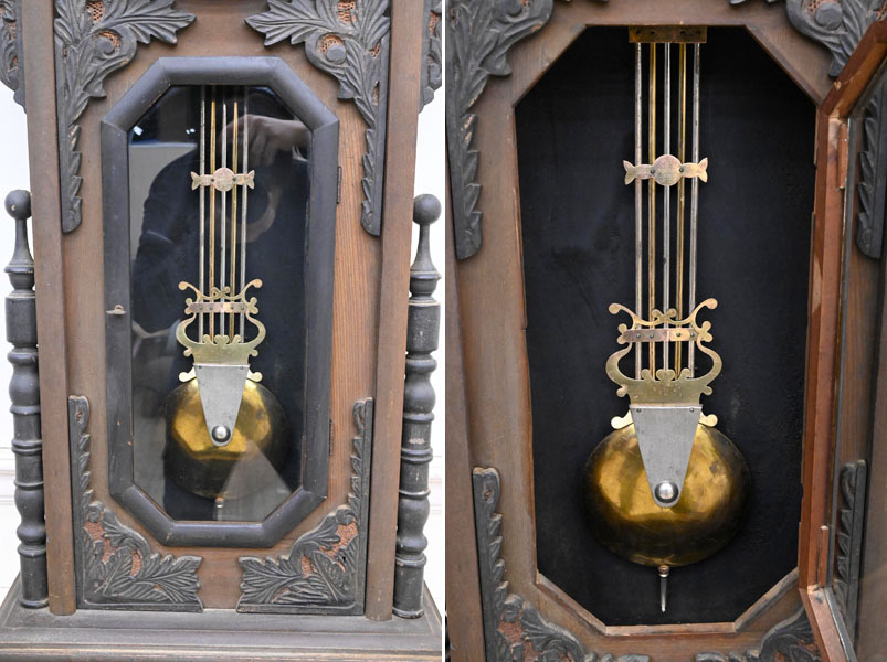 MM04 レトロ 古い 機械式 ゼンマイ式 アナログ 彫刻 大型 大時計 掛時計 掛け時計 壁掛け時計 木製_画像5