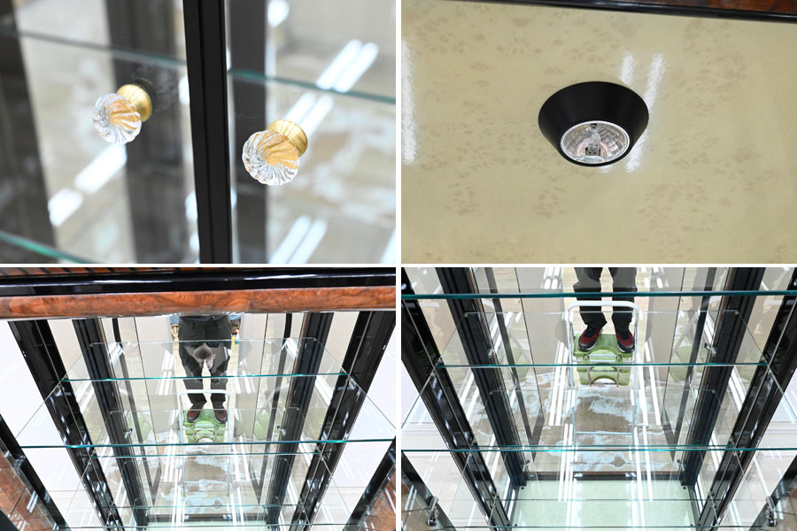 MO19 イタリア製 ロココ調 クラシック 飾棚 ガラスキャビネット コレクションケース リビングボード 内部ミラー 照明の画像5
