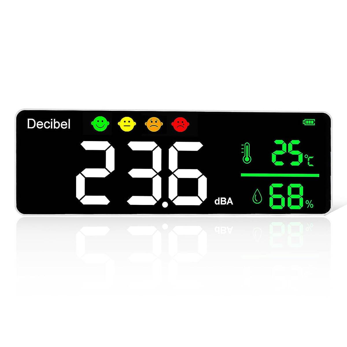 デシベルメーター ノイズメーター 壁掛け式 テスター 温度計 湿度計 高精度 30dB-130dB 50Hz〜8.5KHz LCDデジタル (騒音デシベル計)_画像1