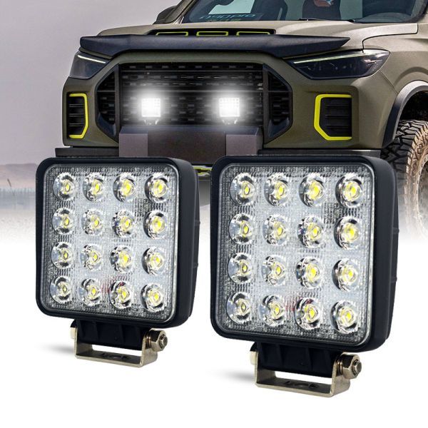 LED ワークライト 12V/24V 兼用 48W 6000K ホワイト 防水 作業灯 デッキライト 投光器 車幅灯 照明 トラック 2個set GZD05_画像1