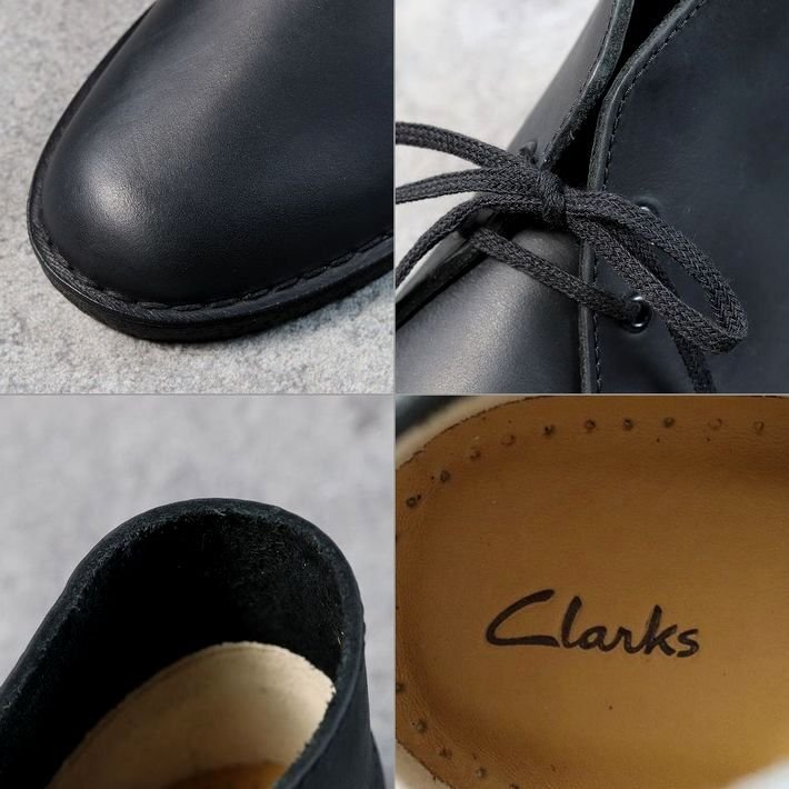  Clarks Clarks men's natural leather original leather desert boots shoes shoes 26103683 black smooth UK9.5 27.5cm corresponding / new goods 