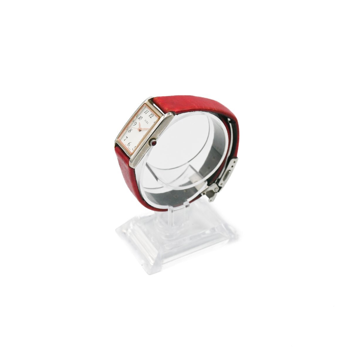 1円 SEIKO セイコー ALBA アルバ QZ クオーツ 3針 ホワイト 白文字盤 SS 腕時計 レディース スクエア レザーベルト ブランド 16520240220_画像2