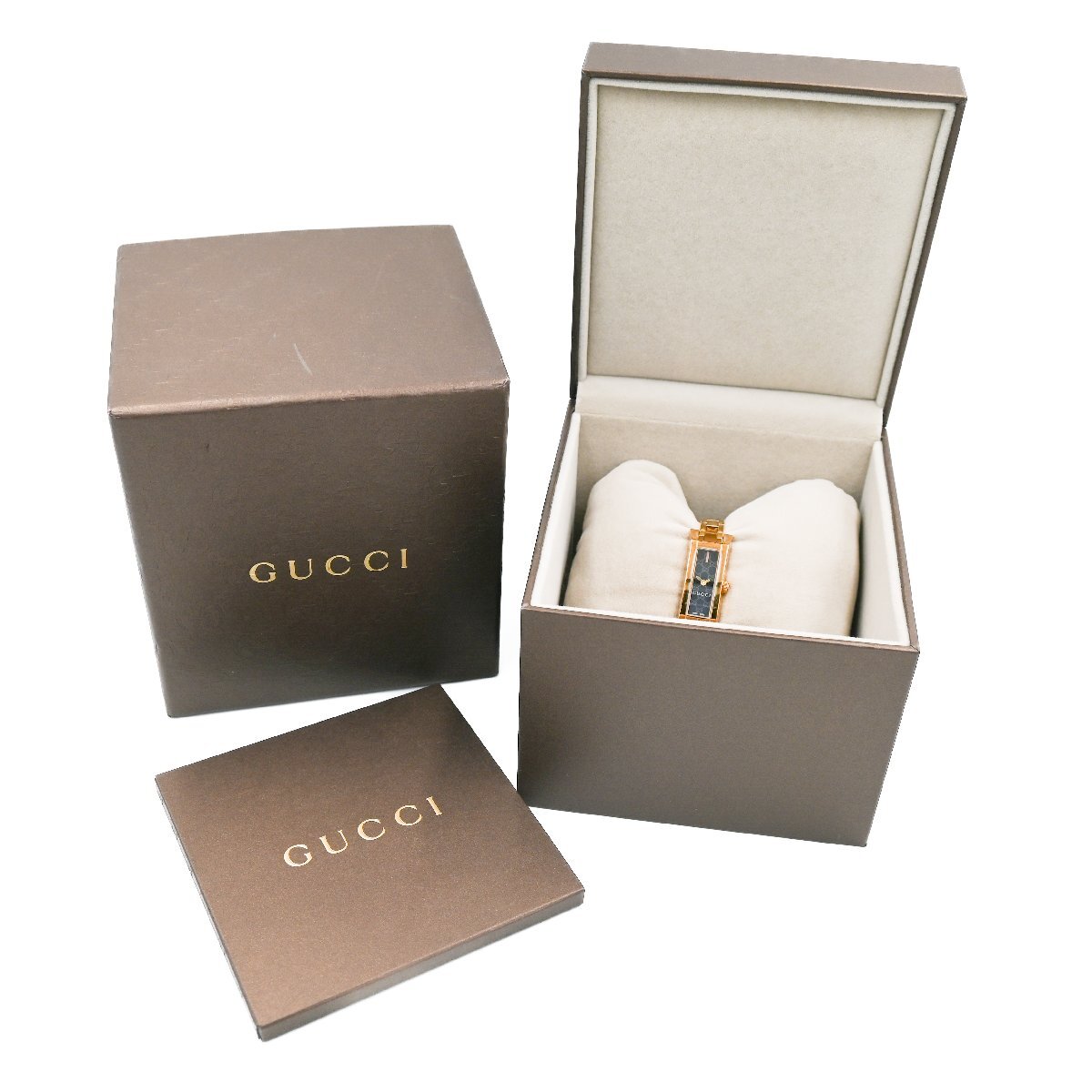 1円 稼働 良品 箱/保証書/コマ2付 GUCCI グッチ 110 ゴールド QZ クオーツ ブラック 黒文字盤 GPベルト 腕時計 レディース 224220240319の画像8