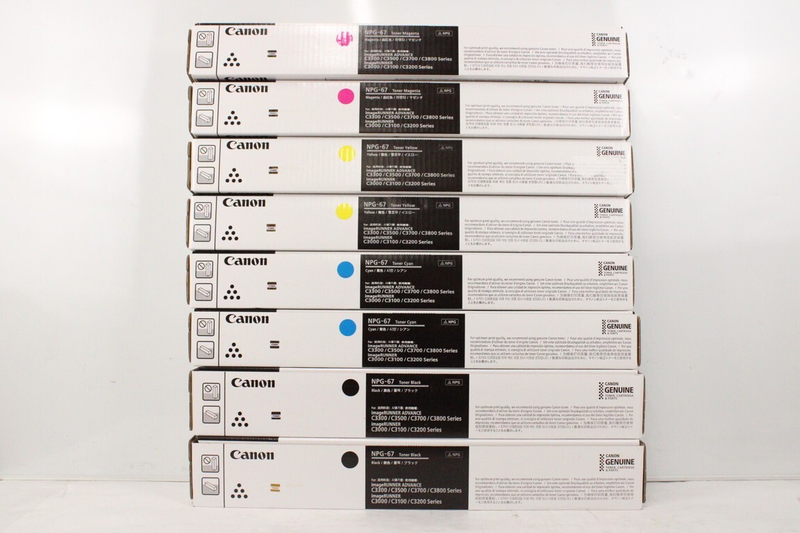 未使用 CANON 純正 トナー NPG-67 4色8本（シアン・マゼンタ・イエロー・ブラック×各2） キャノン ITJ2XOABBRN0-YR-L40-byebye_画像1