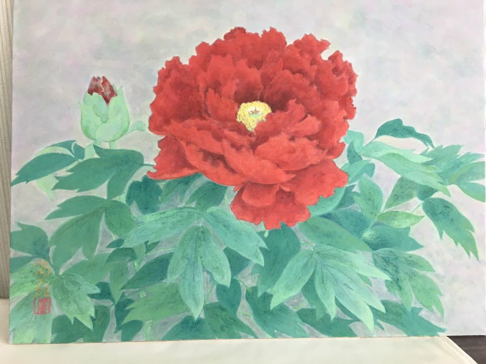 新井富美郎 あらいふみお 日本画家 状態良好 花 額なし 絵画