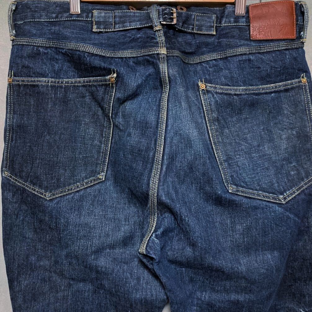 TENDERLOIN テンダーロイン VINTAGE WASH DENIM バックシンチ サスペンダーボタン 加工 デニムパンツ 大きいサイズ size.W38 ヒゲ ハチノスの画像6