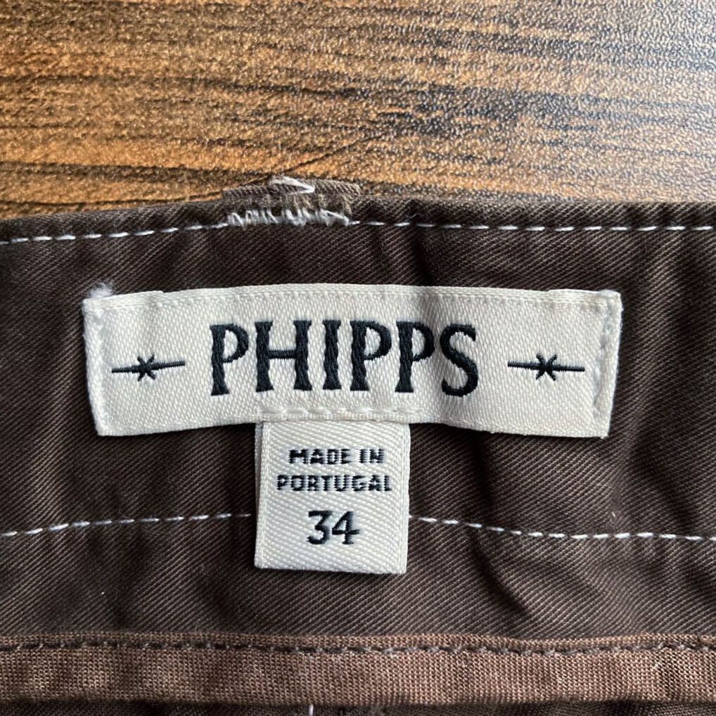 ポルトガル製 PHIPPS フィップス オーガニックコットン ワイドストレート パンツ size.W34 ブラウン Made in Portugal 少し汚れあり_画像5