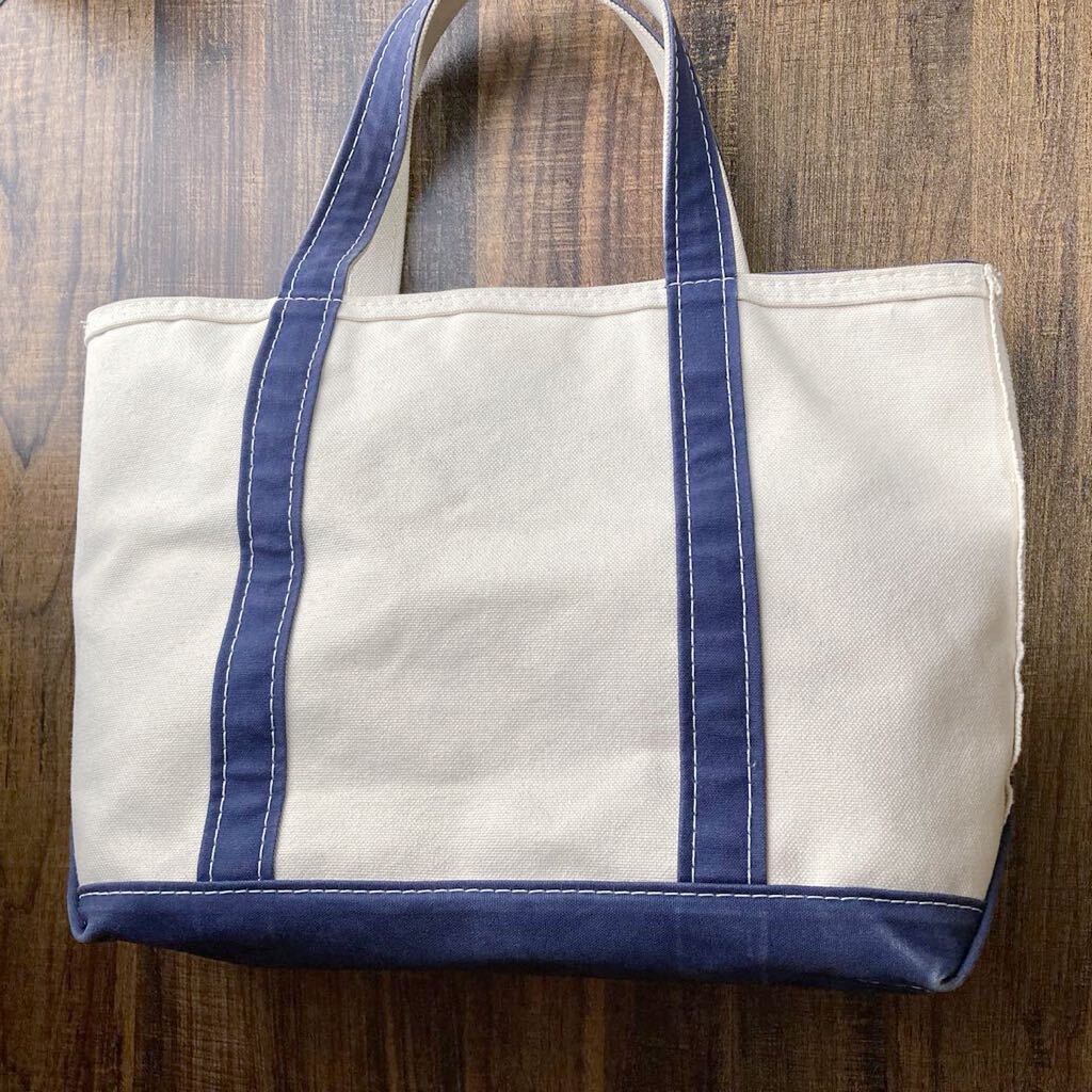 USA製 90's L.L.Bean エルエルビーン BOAT AND TOTE キャンバス トートバッグ ジップ蓋つき size.ミディアム ? 持ち手.レギュラー ネイビー_画像1