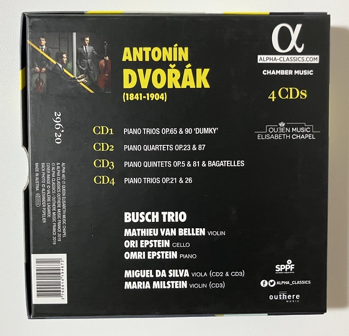 ●ドヴォルザーク　ピアノと弦楽のための室内楽作品全集：ブッシュ三重奏団、他(4CD)_画像2
