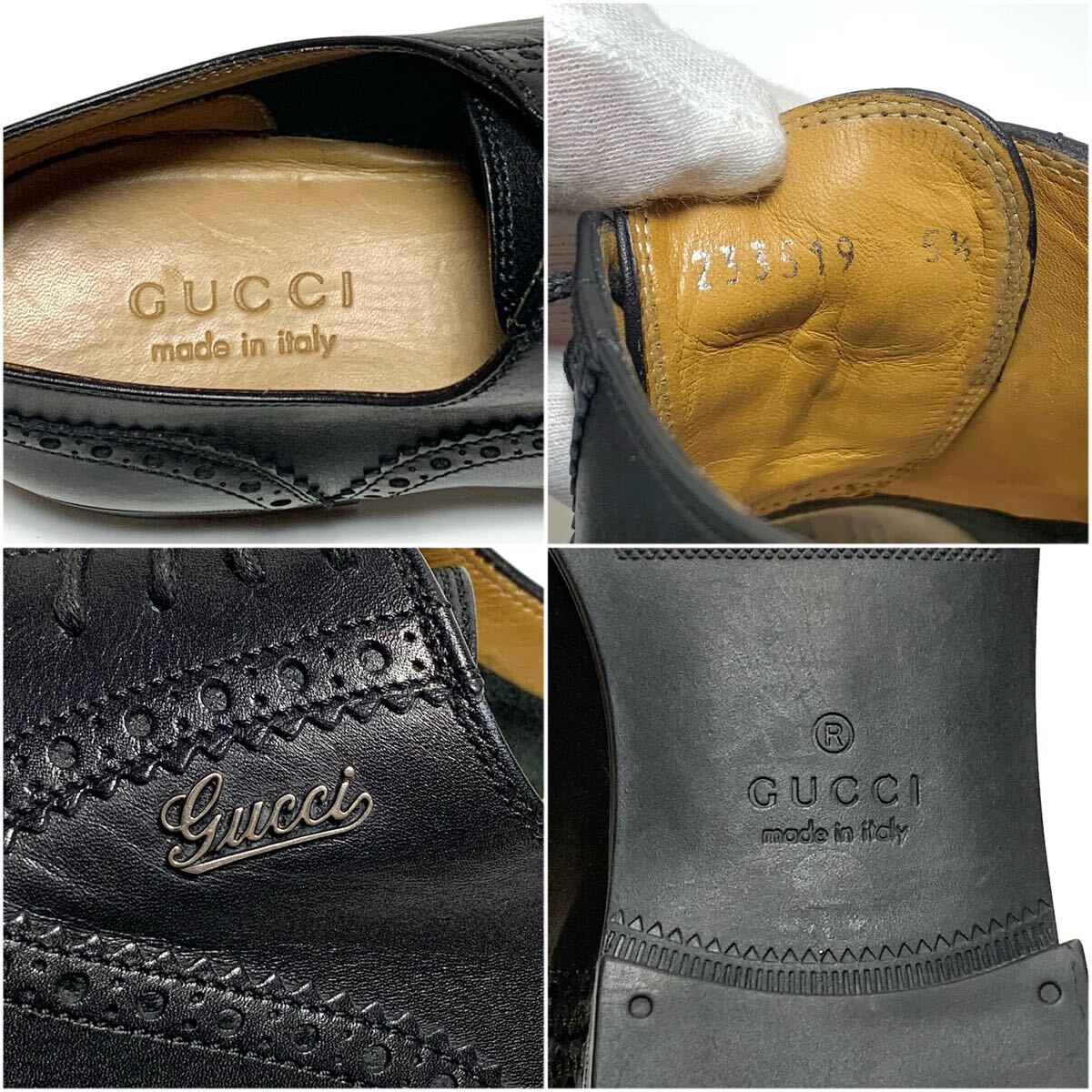 美品 GUCCI グッチ 内羽根 ロゴ ストレートチップ レザー 美品 GUCCI グッチ 内羽根 ロゴ ストレートチップ レザー