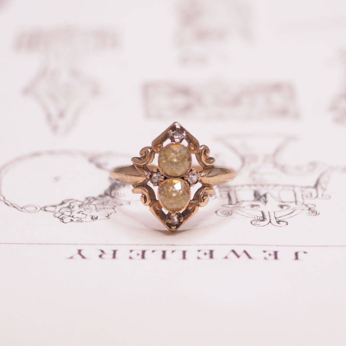 ＊K9月明かりのイエローサファイアリング＊英国ヴィンテージ イギリス アンティーク 指輪 金 sapphire ring vintage antique gold (検K18 の画像5