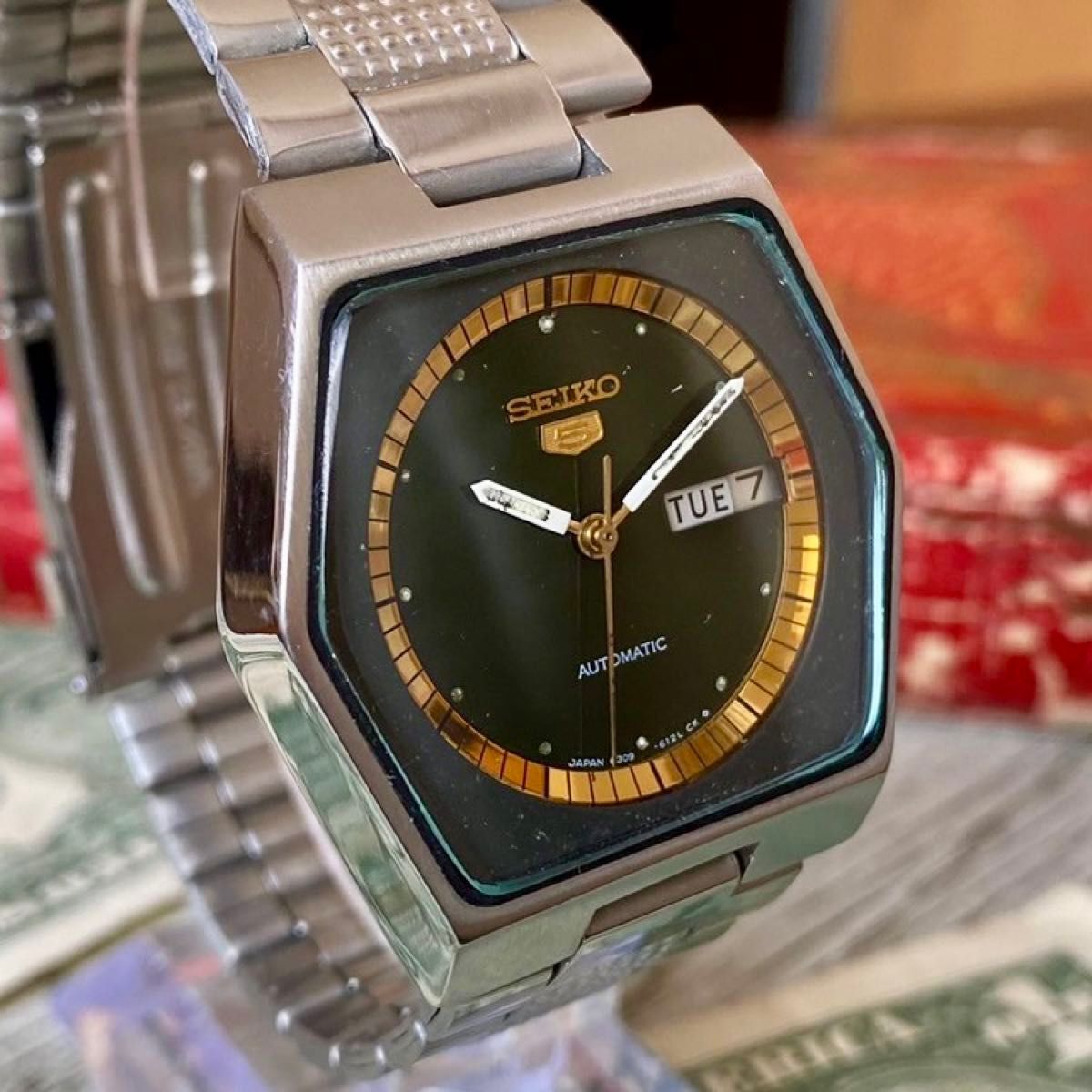 【六角ケース】★送料無料★ セイコー5 SEIKO5 メンズ腕時計 グリーン 自動巻き ヴィンテージ アンティークの画像3