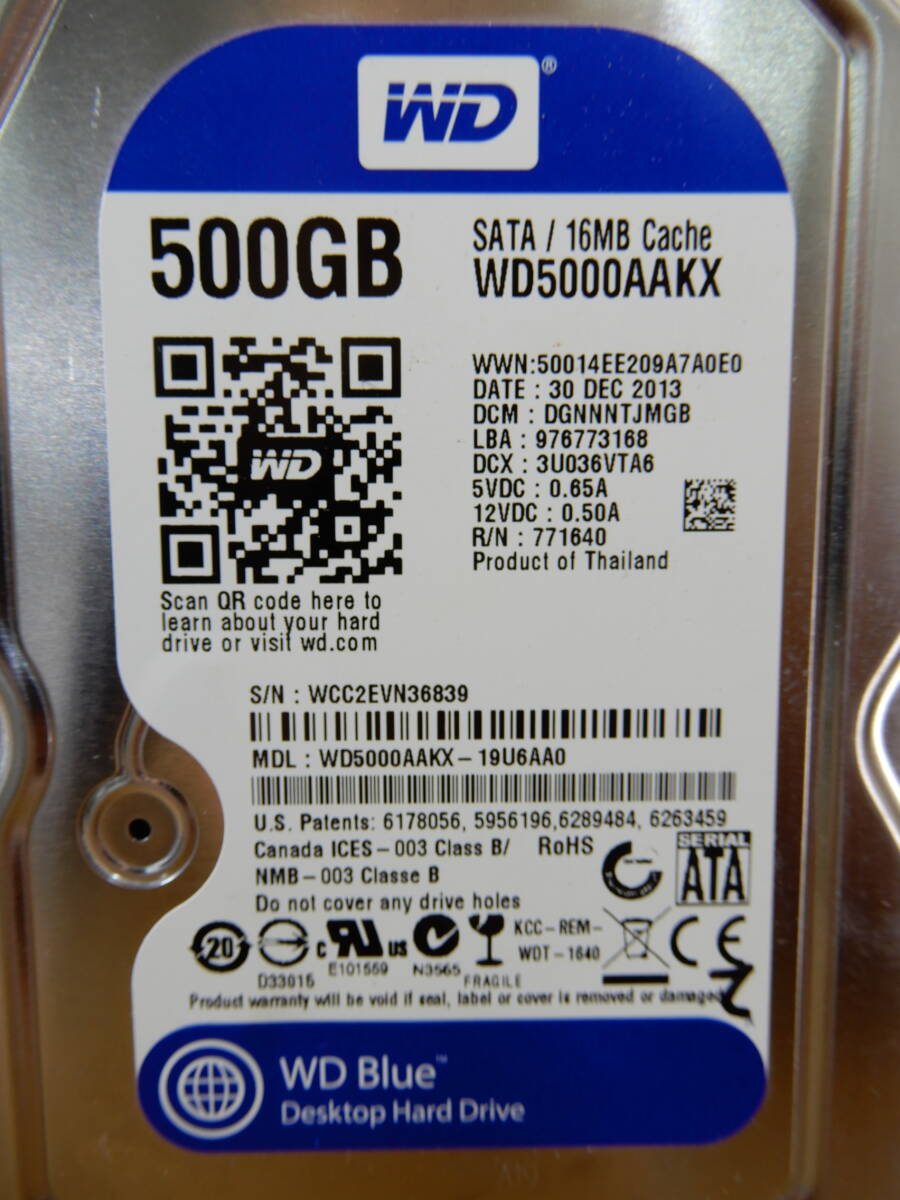 Y0412★\1～WDBlue PC周辺機器 ハードディスク/HDD/PCデータ保管 3.5 容量:500GBの画像3