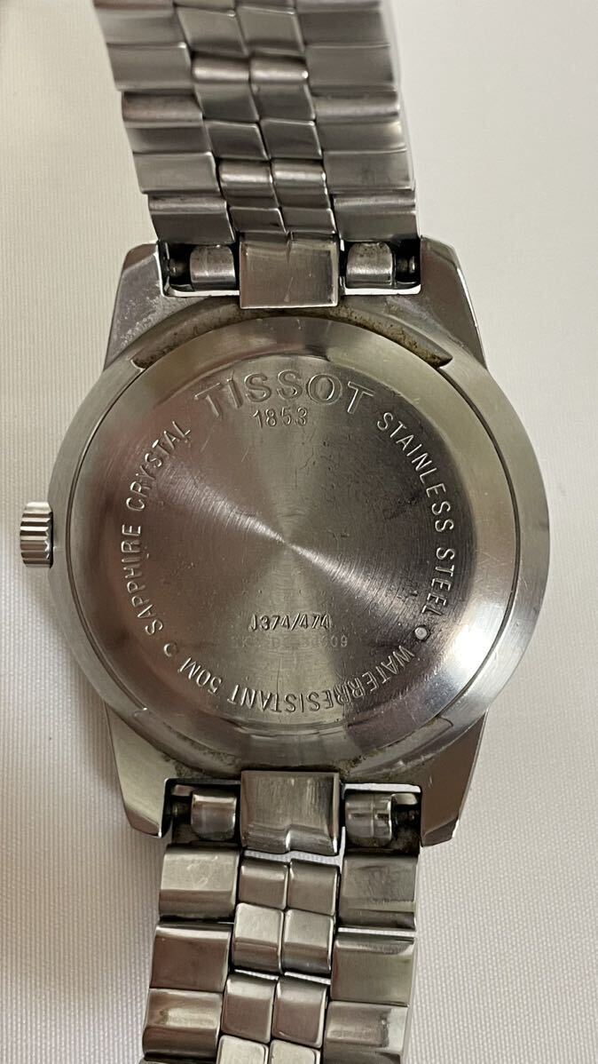 ティソ TISSOT 1853 PR 50 AUTOMATIC J374/474 自動巻き シルバー文字盤 メンズ腕時計 デイト ベルト純正 【動作品】_画像7