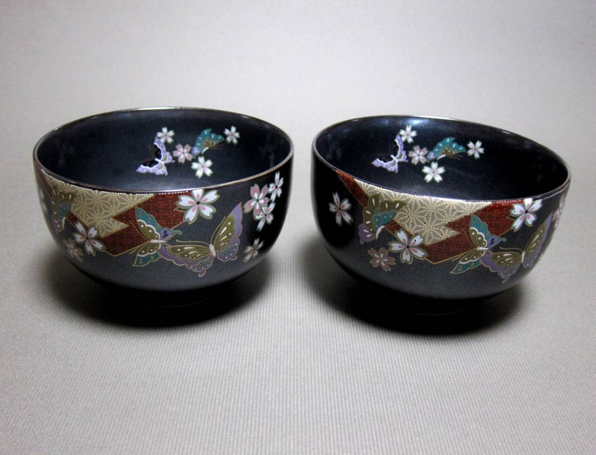 美濃焼　瑞陶　蝶の都　保存品　蓋付　カップ　小丼　多用鉢　国峰窯　蝶々絵付　角皿_画像7