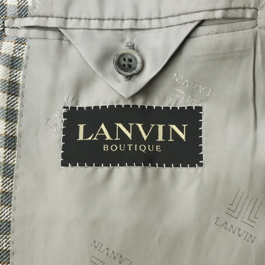 美品 イタリア製 LANVIN BOUTIQUE ランバン 絹 シルク混ウール テーラードジャケット チェック柄 50 JP:XL ブレザー_画像5