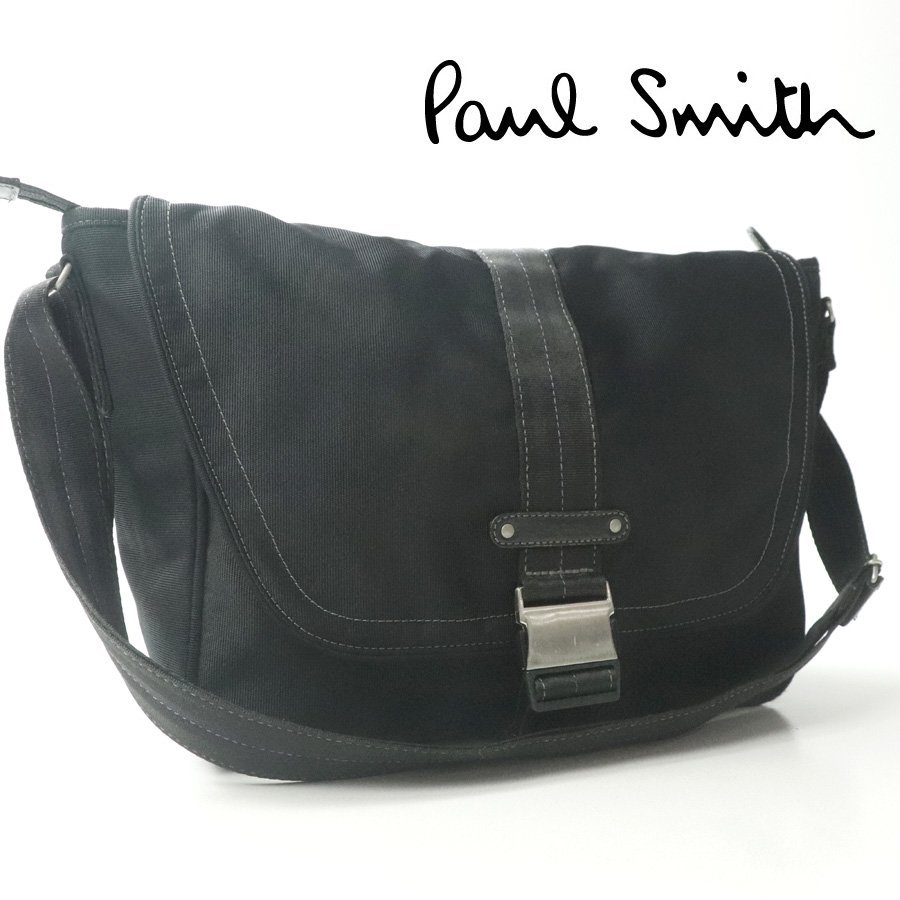 美品 Paul Smith ポールスミス ナイロン メッセンジャー ショルダーバッグ 黒 ブラック 斜めがけ ビジネス メンズ【相場価格￥21,000-】_画像1