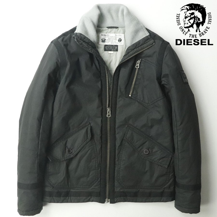 美品 DIESEL ディーゼル ユーズドコットン パディングジャケット ブラック 黒 S ブルゾン 中綿 B-3 フライト【相場価格￥34,200-】_画像1