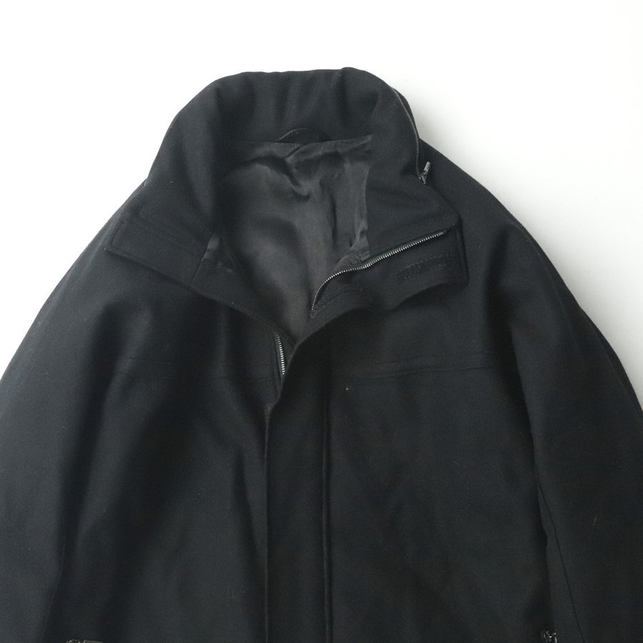 美品 イタリア製 ジョルジオ アルマーニ ARMANI COLLEZIONI メルトンウール ハーフコート ブラック 黒 52 JP:XL【相場価格￥132,000-】-_画像2