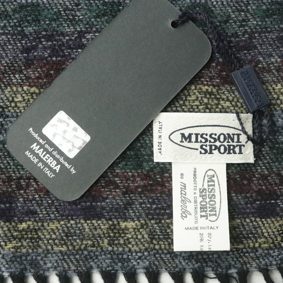 【色＆柄の魔術師！】新品タグ付き 訳あり イタリア製 MISSONI SPORT ミッソーニ カシミヤ混 ニットマフラー ストール フリンジ-_画像5