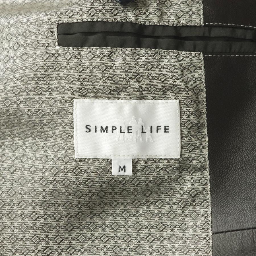 美品 レナウン SIMPLE LIFE シンプルライフ 羊革 ラムレザー テーラードジャケット ダークブラウン M ブレザー ハンドステッチ_画像5