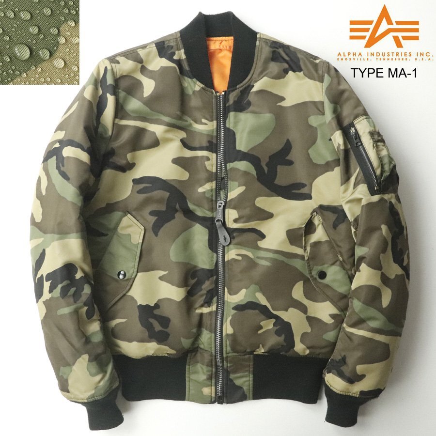 美品 ALPHA INDUSTRIES アルファ TYPE MA-1 フライトジャケット カモフラ柄 M ブルゾン 中綿 迷彩 ミリタリー【相場価格￥20,080-】_画像1